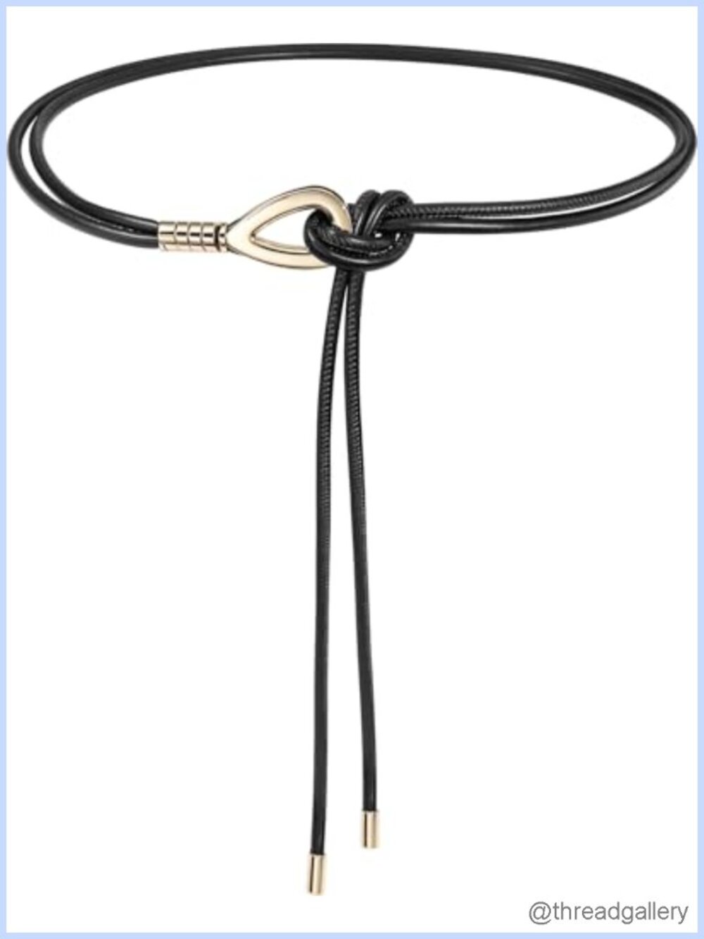 Women's Knotted Skinny PU Leather Waist Belt with Gold Buckle Adjustable Fits